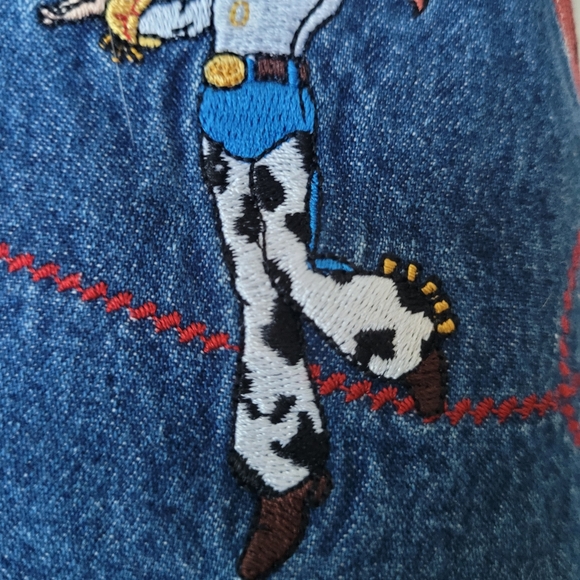 Disney Store Toy Story "Jessie" Embroidered Denim Overall Dress Size 10-12 Girl - Picture 13 of 15